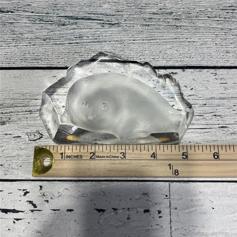 Mats Jonasson Crystal Art Glass Baby Seal Sculpture Signed And Numbered J150 - Picture 7 of 8